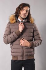 Mens-Brown-Down-coat-with-Fur-Wessi-1