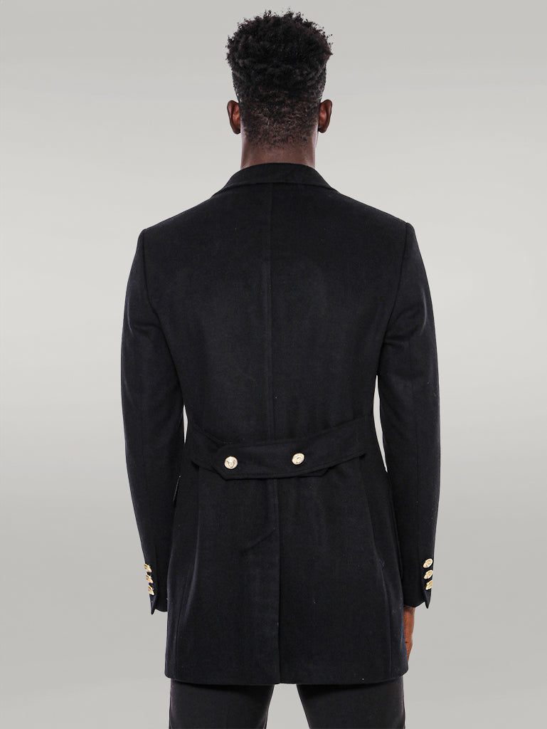 Men’s Black Double Breasted Wool Blend long coat main image 1