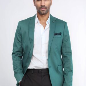 Modeled Cotton Green Blazer - Wessi