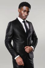 Modeled Shiny Black Suit