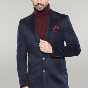 Navy Blue Long Coat - Wessi