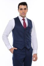 Navy Blue Plain 8 Buttoned Vest