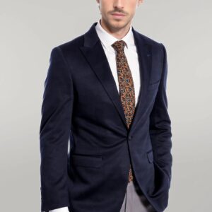 Navy Blue Plain Slim-Fit Jacket - Wessi