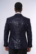 Navy-Blue-Sequin-Patterned-Party-Blazer-Wessi-4