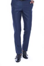 Navy Blue Slim Fit Plain Men Pants