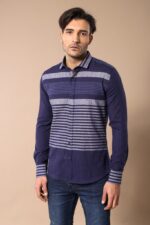 Navy Blue Striped Patterned Shirt