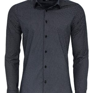 Navy Blue Tiny Check Patterned Slim Fit Shirt - Wessi
