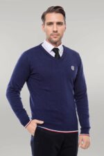 Navy-Blue-V-Neck-Slim-Fit-Men-Sweater-Wessi-1