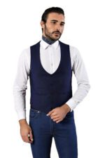 Navy Blue Vest Separate with Watch Pockets