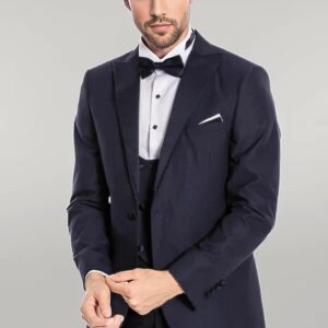 Navy Blue Vested Tuxedo - Wessi