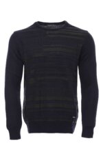 Navy Chest Patterned Circle Neck Sweater