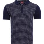 Navy Plaid Zippered Knitted Polo T-Shirt | Wessi