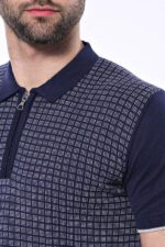 Navy-Plaid-Zippered-Knitted-Polo-T-Shirt-Wessi-2