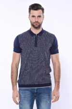 Navy-Plaid-Zippered-Knitted-Polo-T-Shirt-Wessi-4