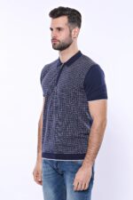 Navy-Plaid-Zippered-Knitted-Polo-T-Shirt-Wessi-5