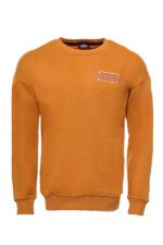 Orange Printed Circle Neck Sweatshirt
