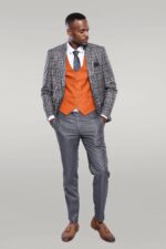 Orange-Vested-Checked-Grey-Men-Suit-Wessi-2
