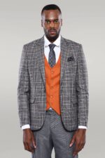 Orange-Vested-Checked-Grey-Men-Suit-Wessi-3