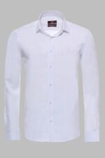 Oxford Patterned Long Sleeves Slim Fit White Men Shirt