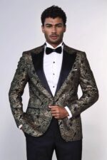 Paisley Peak Lapel Black Men Dinner Tuxedo  Jacket