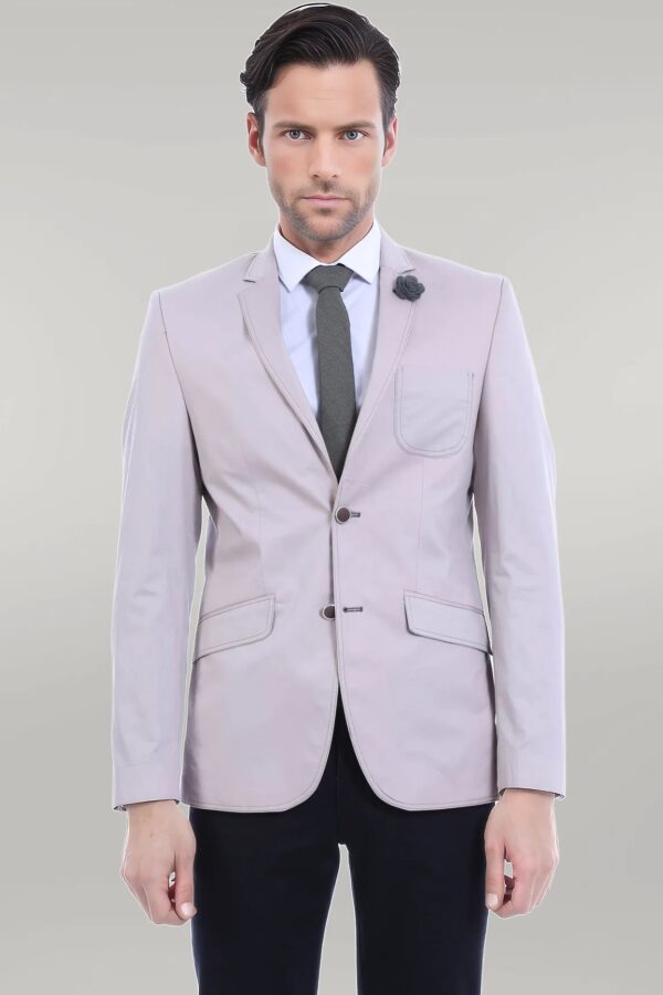 Patched Light Beige Blazer - Wessi