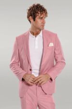 Patterned 2 Piece Slim Fit Pink Men Suit