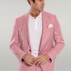 Patterned 2 Piece Slim Fit Pink Men Suit - Wessi