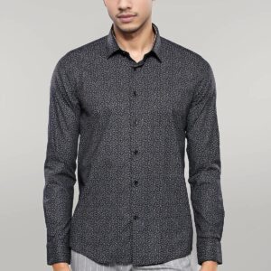 Patterned Black Long Sleeve Shirt | Wessi