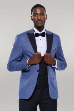 Patterned Blazer Navy Blue Mens Tuxedo