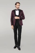 Patterned-Blazer-Plain-Vest-and-Trousers-Claret-Red-Tuxedo-Wessi-1