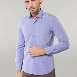 Patterned Blue Men's Long Sleeve Shirt | Wessi