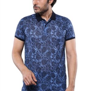 Patterned Blue Polo T-Shirt | Wessi