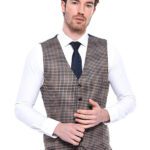 Patterned Brown Men's Vest - Wessi