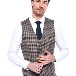 Patterned Brown Men's Vest - Wessi