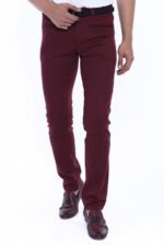 Patterned Burgundy Cotton Trousers