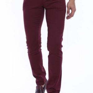 Patterned Burgundy Cotton Trousers - Wessi