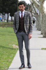 Patterned-Checked-Slim-Fit-Anthracite-Men-Suit-Wessi-1