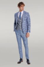 Patterned-Checked-Slim-Fit-Blue-Men-Suit-Wessi-1