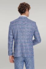 Patterned-Checked-Slim-Fit-Blue-Men-Suit-Wessi-3
