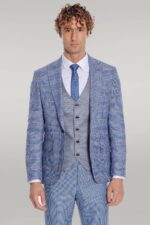 Patterned-Checked-Slim-Fit-Blue-Men-Suit-Wessi-5