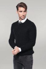 Patterned-Circle-Neck-Black-Sweater-Wessi-3