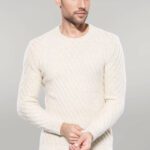 Patterned Circle Neck Cream Sweater | Wessi