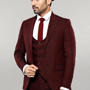 Patterned Claret Red 3 Piece Suit | Wessi