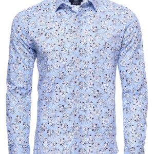 Patterned Cotton Light Blue Shirt-Wessi
