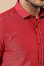 Patterned-Cotton-Slim-Fit-Burgundy-Shirt-Wessi-1