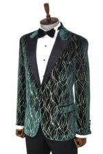 Patterned-Dark-Green-Velvet-Men-Singer-Tuxedo-Blazer-Wessi-3