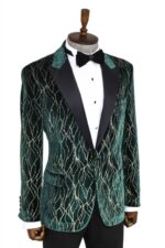 Patterned-Dark-Green-Velvet-Men-Singer-Tuxedo-Blazer-Wessi-4