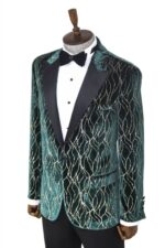 Patterned-Dark-Green-Velvet-Men-Singer-Tuxedo-Blazer-Wessi-5