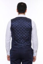 Patterned-Double-Breasted-Dark-Navy-Men-Vest-Trousers-Set-Wessi-1