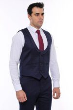Patterned-Double-Breasted-Dark-Navy-Men-Vest-Trousers-Set-Wessi-4
